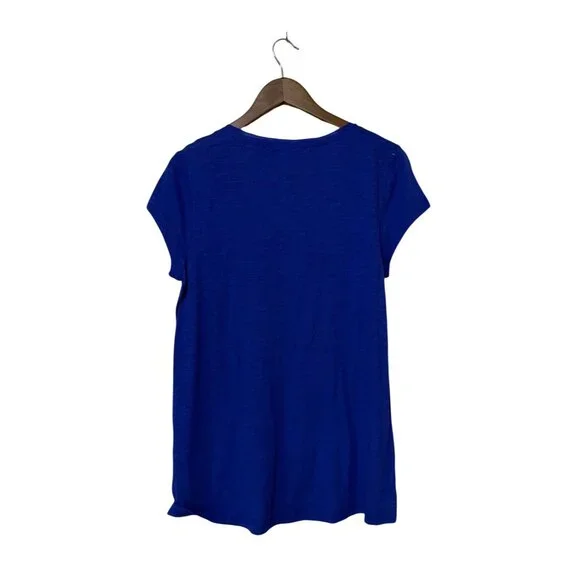 Cable & Gauge Womens Bright Blue Cotton Short Sleeve Embroidered Top Size L - Picture 2 of 7